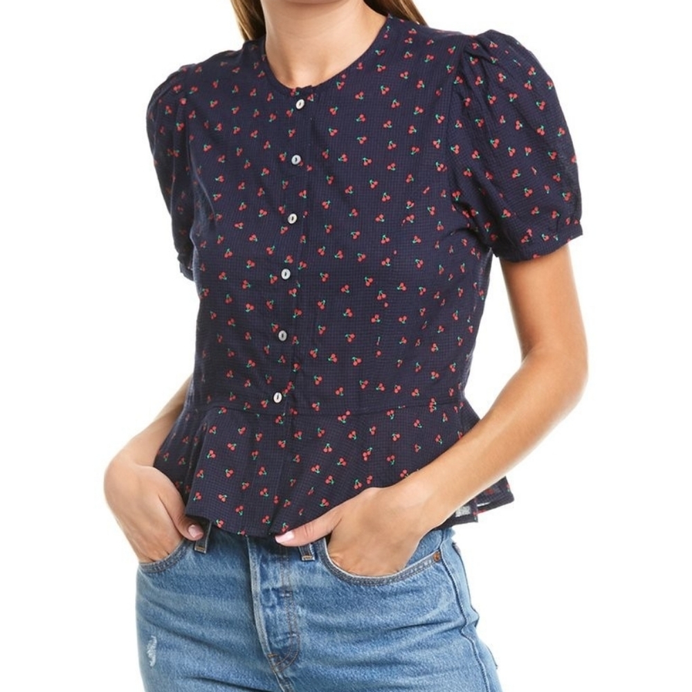 Anthropologie dRA Los Angeles Cherry Peplum Top